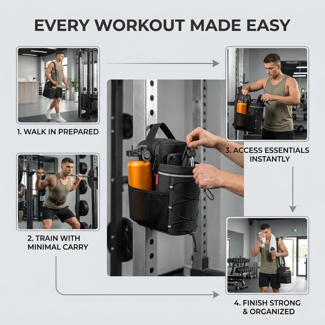 Smart Gym Organization Magnetic Storage Bag – Strong Magnetic Attachment, Multiple Storage Pockets, Water-Resistant – Keeps Gym Essentials Clean & Accessible