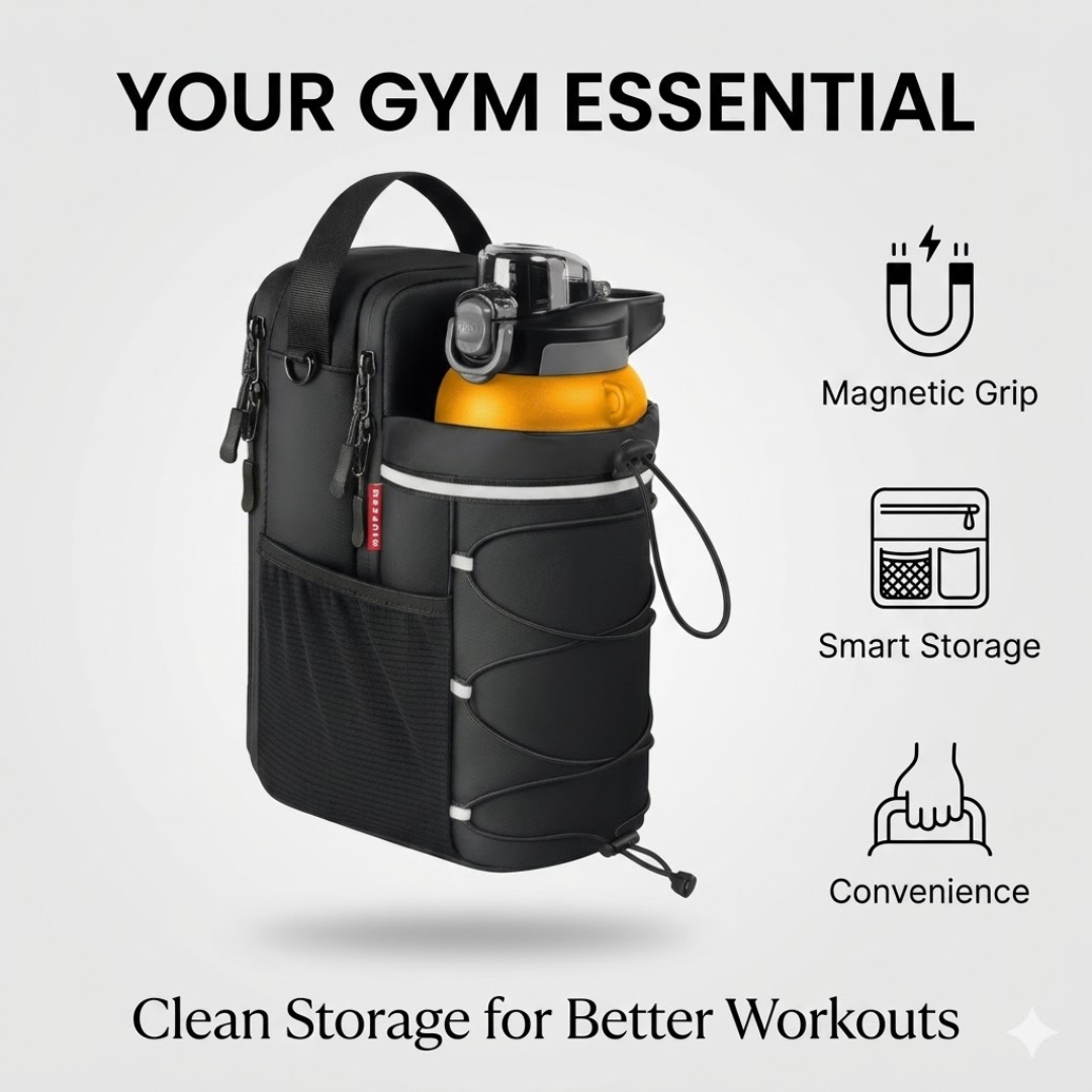 Smart Gym Organization Magnetic Storage Bag – Strong Magnetic Attachment, Multiple Storage Pockets, Water-Resistant – Keeps Gym Essentials Clean & Accessible