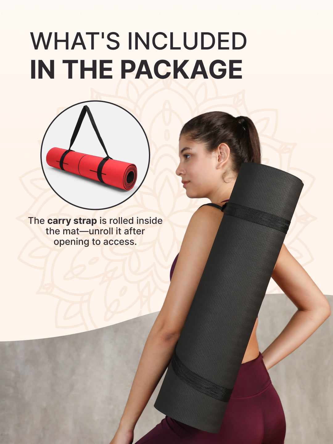 CULT Premium TPE Yoga Mat with Alignment Marks   6mm Thick Non-Slip Exercise & Pilates Mat for Men & Women, Eco-Friendly, Sweat-Resistant with Carry Strap - Red