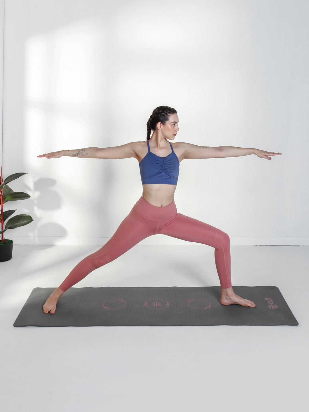 CULT Ultra Cushioned 8mm TPE Yoga & Pilates Mat   Eco-Friendly, Skin-Friendly, Anti-Skid, Tear-Resistant, Lightweight & Portable with Carry Strap and Bag  Ideal for Home, Gym & Outdoor Workouts - Dark Grey