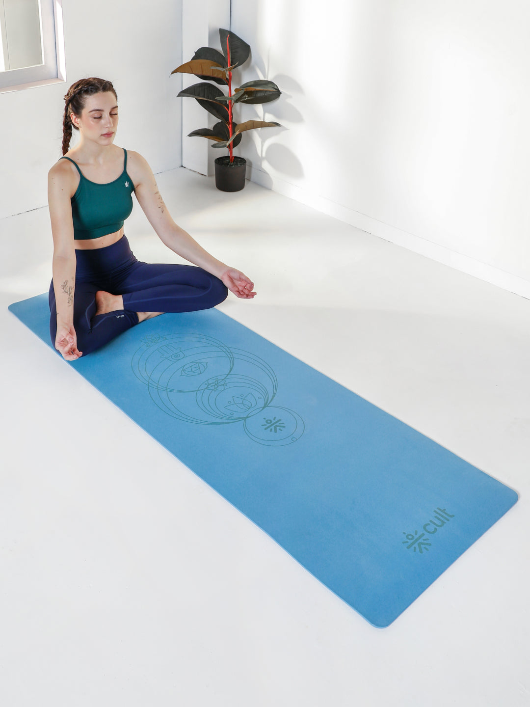 Cult TPE Yoga Mat, Non-Toxic Latex-Free, Anti-Slip, Extra-Thick Cushioning, Tear-Resistant, Travel Strap 6mm (Reef Blue)