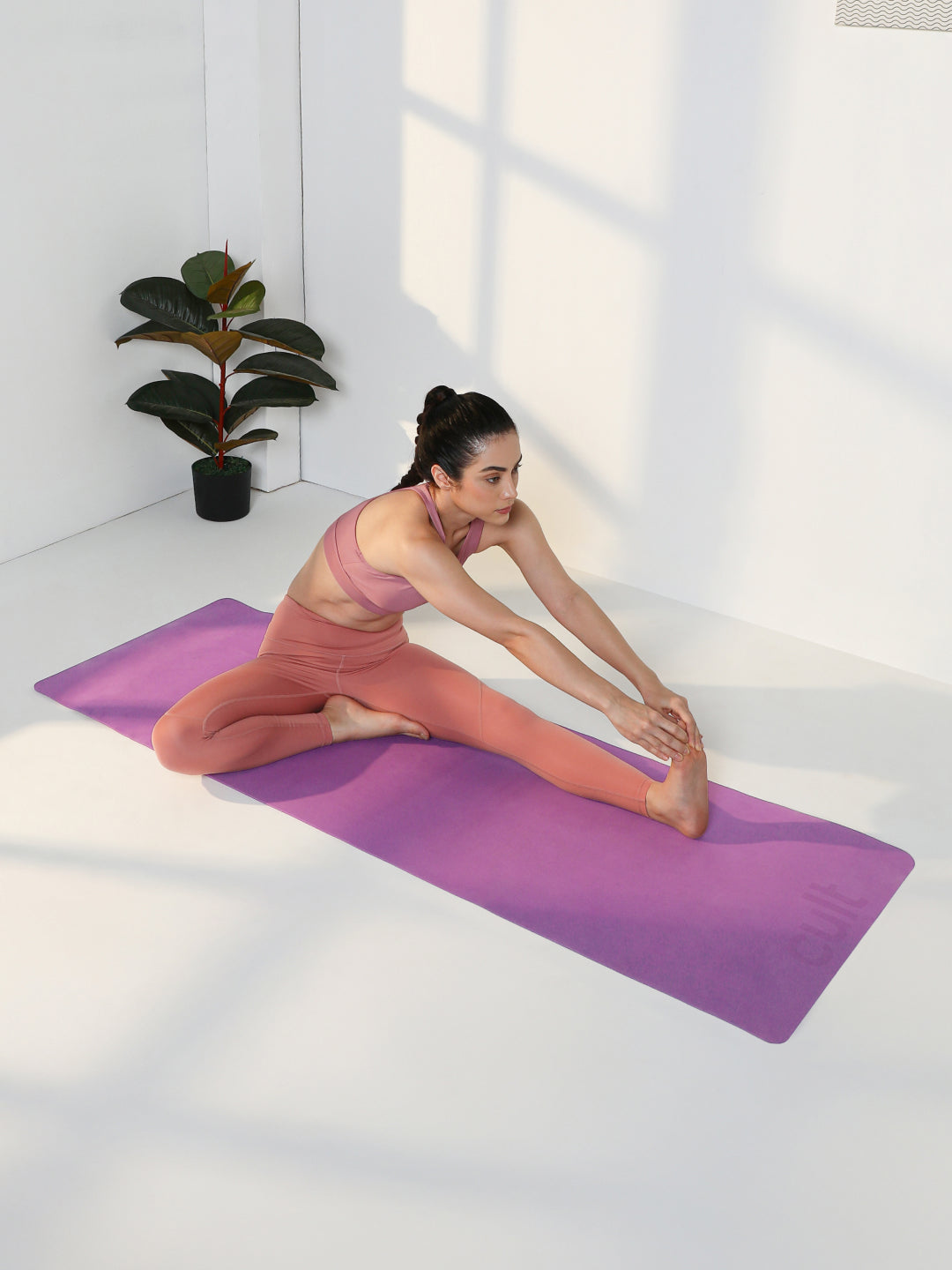 Cult Yoga Mat EVA 5mm with Carry Strap   Non-Slip, Lightweight & Cushioned Exercise Mat   Sweat-Resistant, Durable & Eco-Friendly for Yoga, Pilates, Stretching, Meditation & Home Gym   Purple