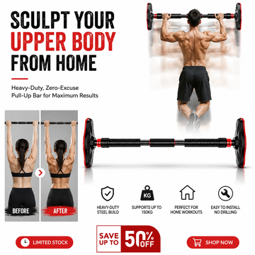 Heavy-Duty Adjustable Doorway Pull-Up Bar – Up to 50% OFF – Sculpt Your Upper Body from Home – Supports 150kg, No Drilling – Multi-Grip, Anti-Loosen Lock – Easy Installation – For Home & Gym – Build Muscle, Strength & Definition