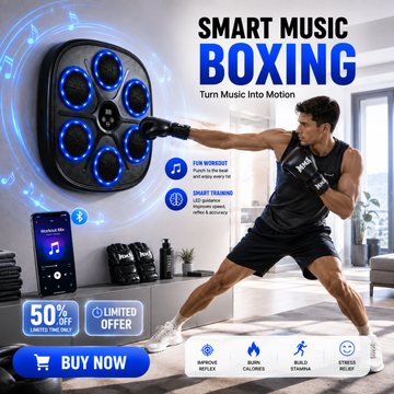 Music Boxing Machine with LED Light – Smart Interactive Boxing Trainer – Bluetooth Connectivity – Fun & Effective Fitness – Improves Reflexes, Reaction Time & Coordination