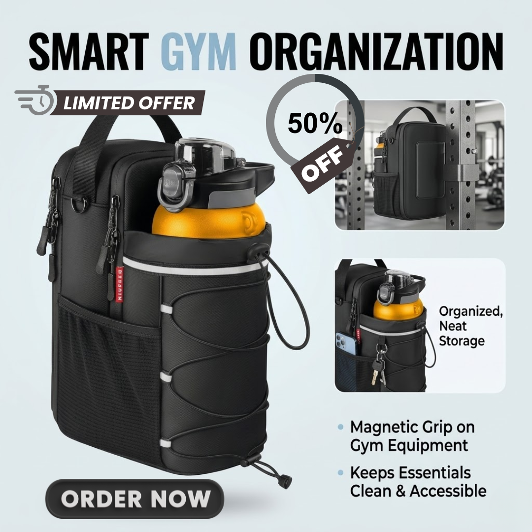 Smart Gym Organization Magnetic Storage Bag – Strong Magnetic Attachment, Multiple Storage Pockets, Water-Resistant – Keeps Gym Essentials Clean & Accessible
