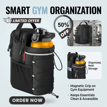 Smart Gym Organization Magnetic Storage Bag – Strong Magnetic Attachment, Multiple Storage Pockets, Water-Resistant – Keeps Gym Essentials Clean & Accessible