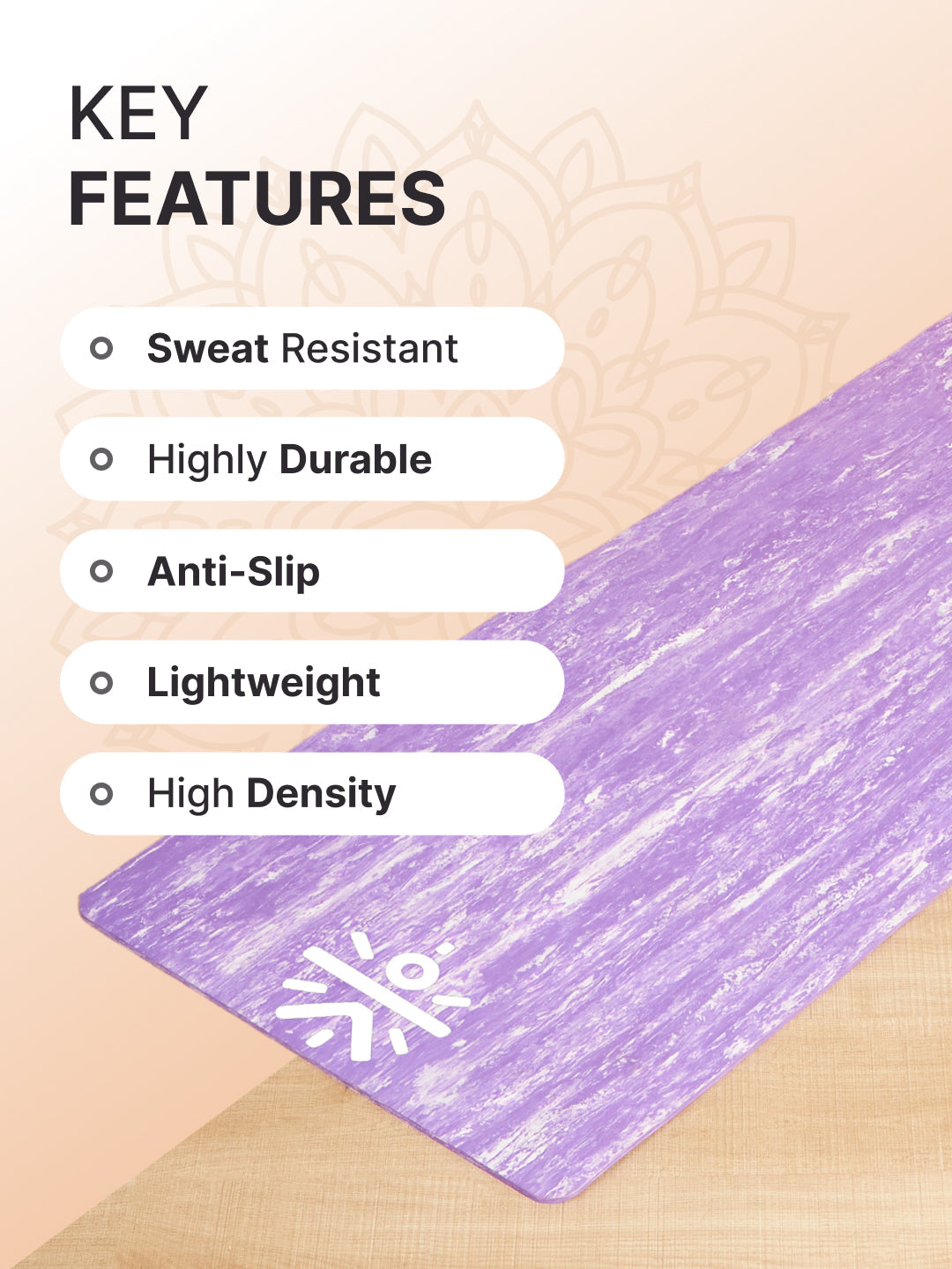 CULT TPE Yoga Mat 6mm with Carry Bag & Strap   Eco-Friendly, Non-Slip, Lightweight & Durable Exercise Mat for Yoga, Pilates, Meditation & Home Workouts   Lavender Marble Print