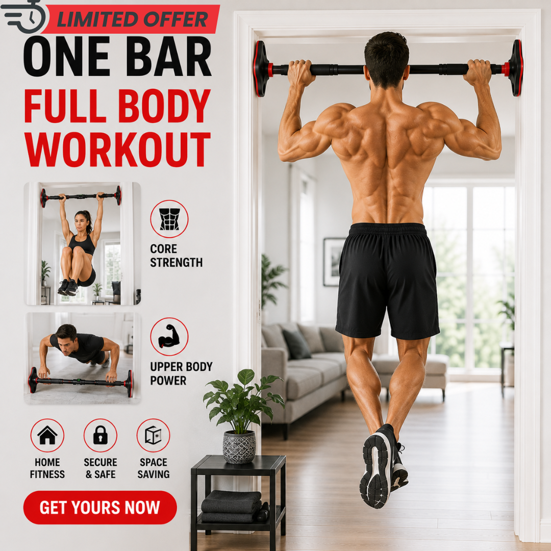 Heavy-Duty Adjustable Doorway Pull-Up Bar – Sculpt Your Upper Body from Home – Supports 150kg, No Drilling – Multi-Grip, Anti-Loosen Lock – Easy Installation – For Home & Gym – Build Muscle, Strength & Definition