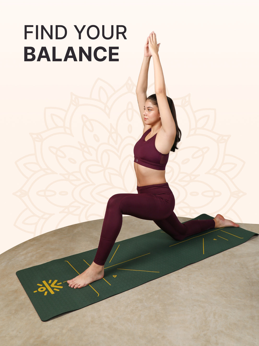 CULT Premium TPE Yoga Mat with Alignment Marks   6mm Thick Non-Slip Exercise & Pilates Mat for Men & Women, Eco-Friendly, Sweat-Resistant with Carry Strap   Green