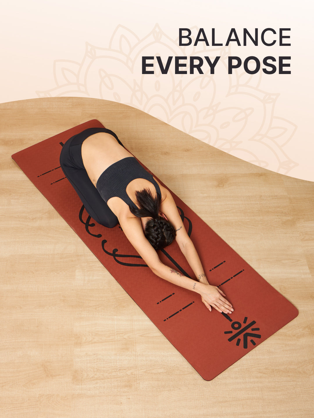 CULT Yoga Mat for Women & Men with Strap and Bag TPE Material 8mm Thickness Exercise Mat for Workout, Yoga, Fitness & Meditation Anti Tear, Anti Slip for Home & Gym Use