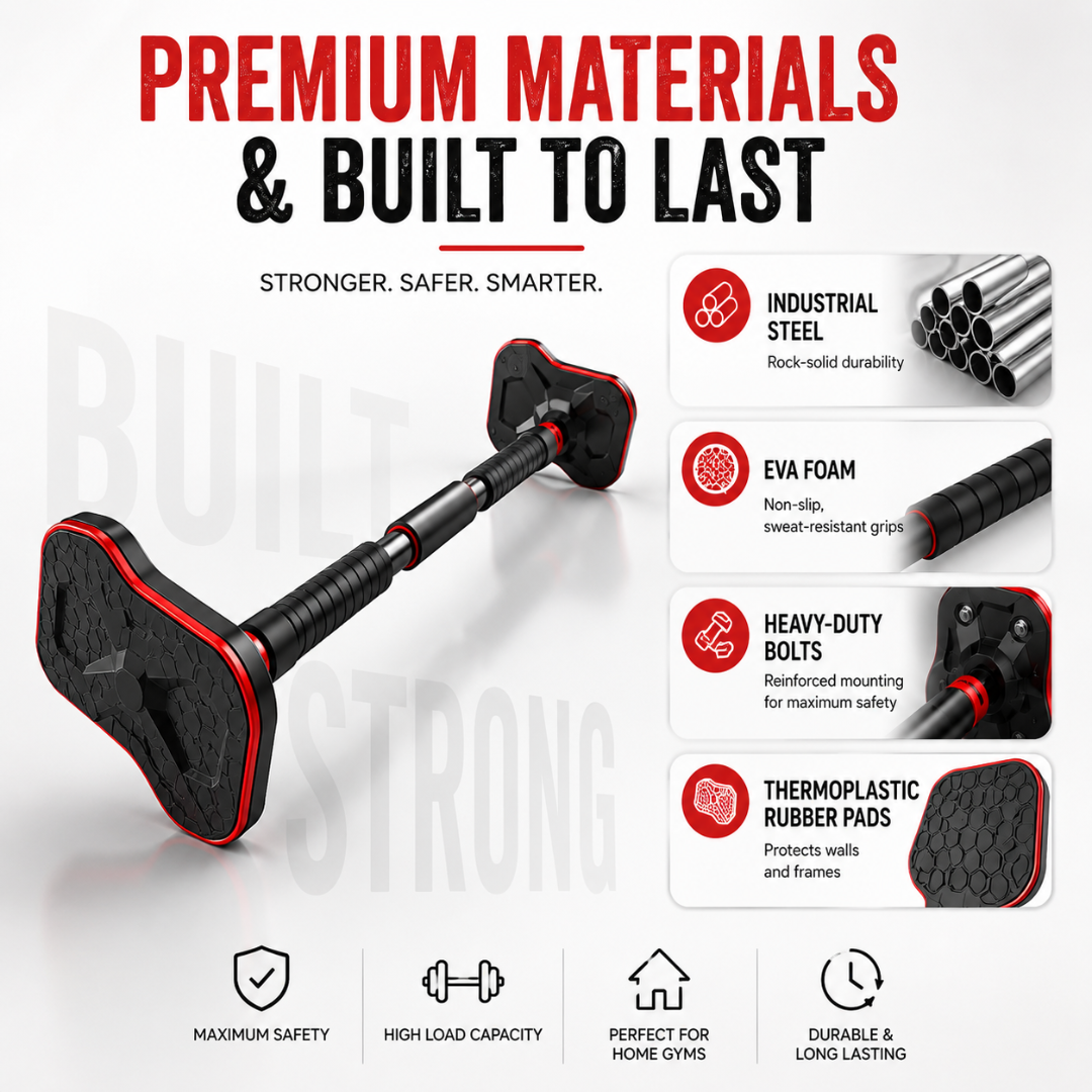 Heavy-Duty Adjustable Doorway Pull-Up Bar – Up to 50% OFF – Sculpt Your Upper Body from Home – Supports 150kg, No Drilling – Multi-Grip, Anti-Loosen Lock – Easy Installation – For Home & Gym – Build Muscle, Strength & Definition