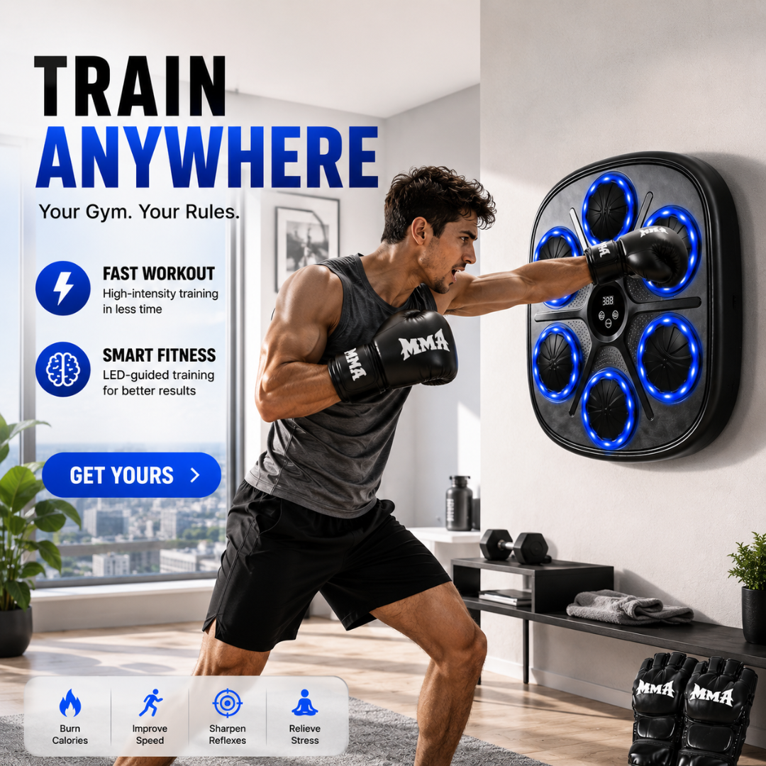 Music Boxing Machine with LED Light – Smart Interactive Boxing Trainer – Bluetooth Connectivity – Fun & Effective Fitness – Improves Reflexes, Reaction Time & Coordination