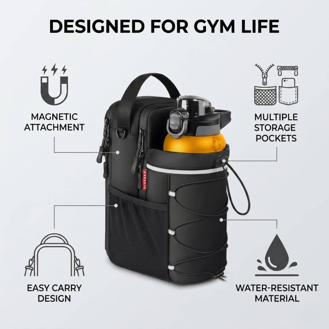 Smart Gym Organization Magnetic Storage Bag – Strong Magnetic Attachment, Multiple Storage Pockets, Water-Resistant – Keeps Gym Essentials Clean & Accessible