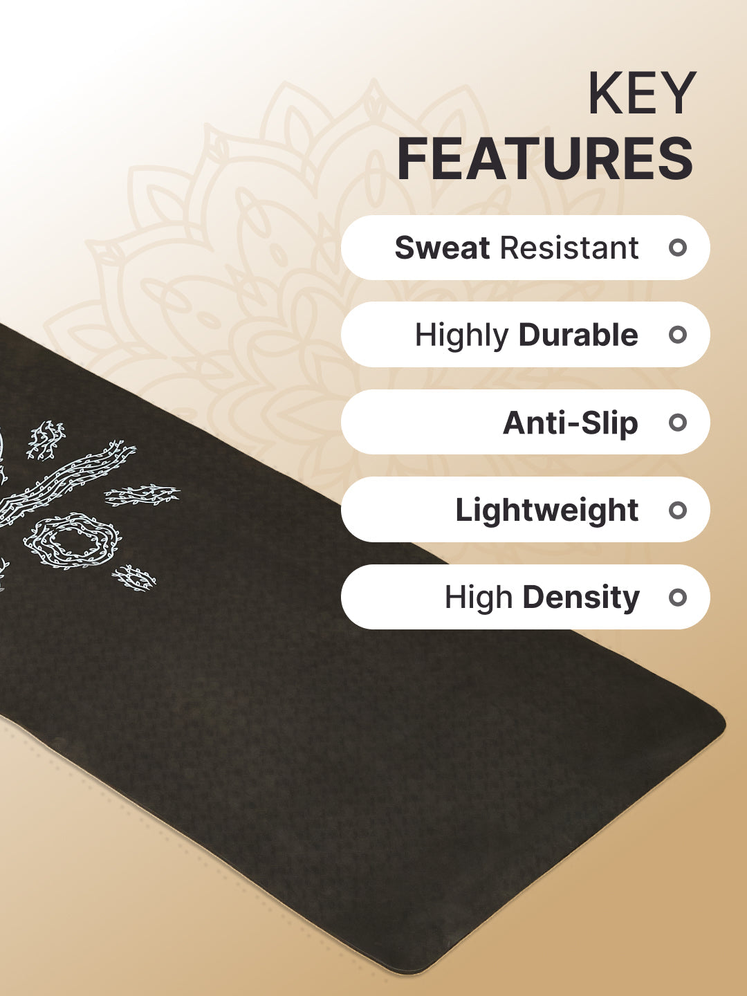 CULT TPE Yoga Mat 6mm with Carry Bag & Strap   Eco-Friendly, Non-Slip, Lightweight & Durable Exercise Mat for Yoga, Pilates, Meditation & Home Workouts   Black