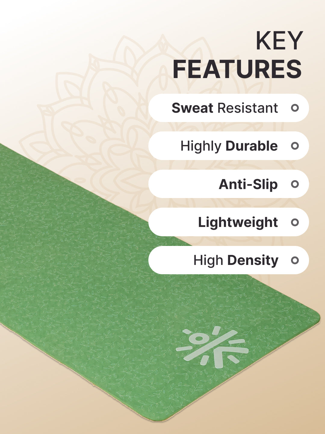 CULT TPE Yoga Mat 6mm with Carry Bag & Strap   Eco-Friendly, Non-Slip, Lightweight & Durable Exercise Mat for Yoga, Pilates, Meditation & Home Workouts   Olive