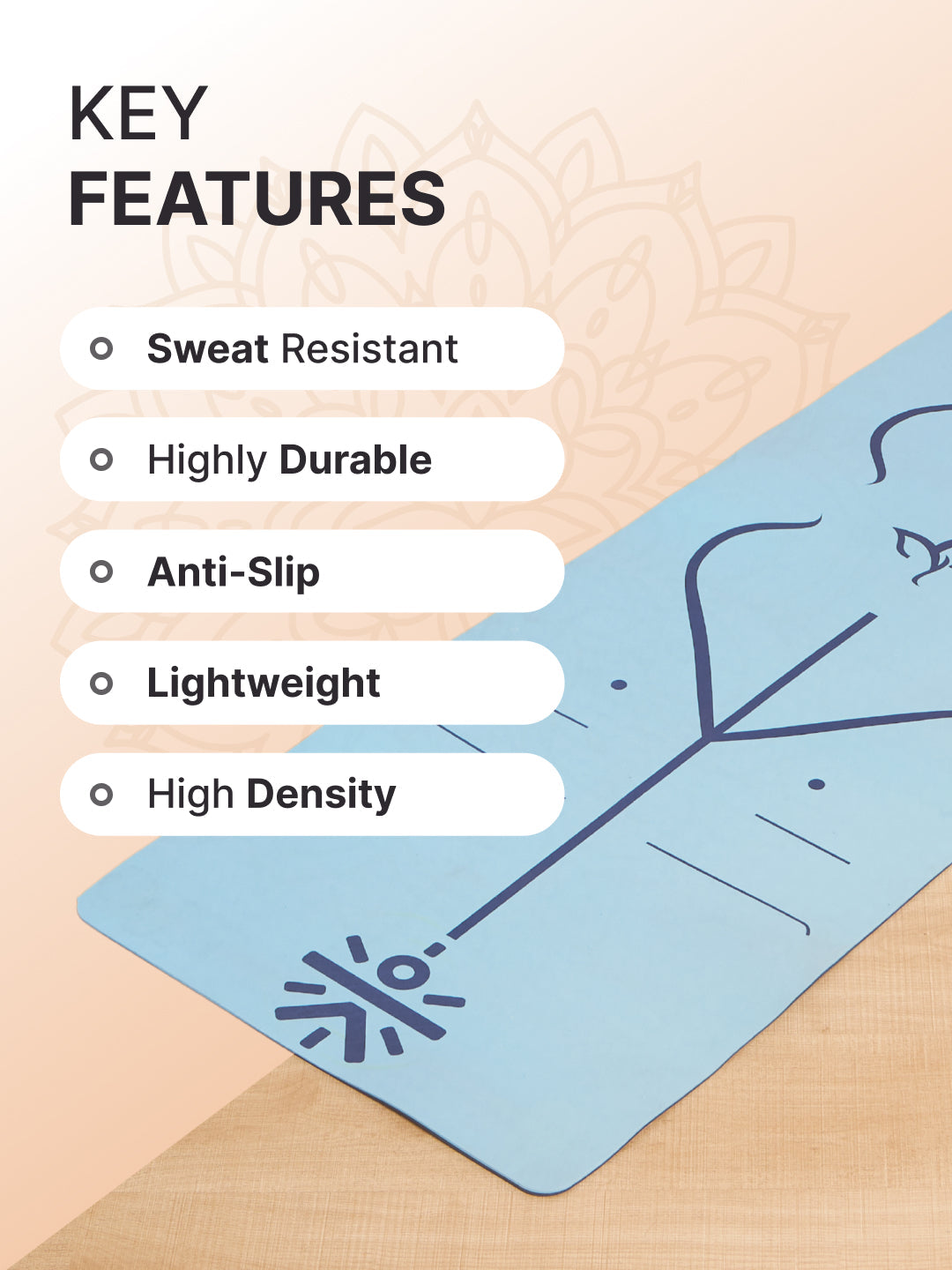 Cult TPE Yoga Mat 6mm   Non-Toxic, Latex-Free, Eco-Friendly, Tear-Resistant, Non-Slip Exercise Mat with Extra Cushioning , Carry Strap and Bag   Ideal for Yoga, Pilates, Meditation & Fitness - Blue with Alignment Marking