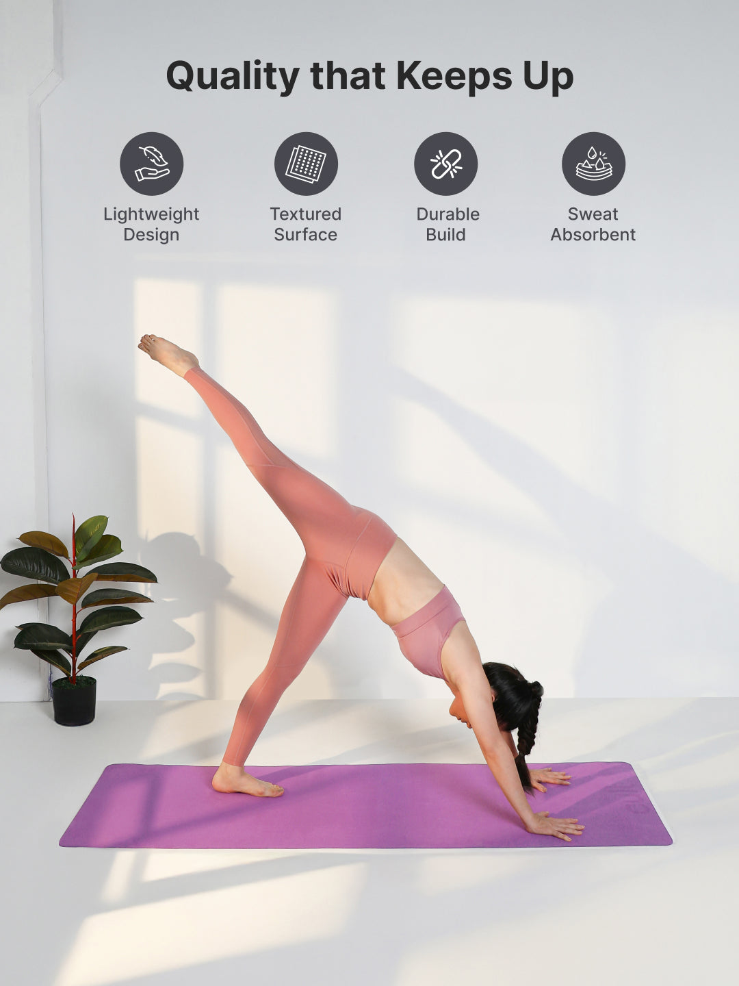 Cult Yoga Mat EVA 5mm with Carry Strap   Non-Slip, Lightweight & Cushioned Exercise Mat   Sweat-Resistant, Durable & Eco-Friendly for Yoga, Pilates, Stretching, Meditation & Home Gym   Purple