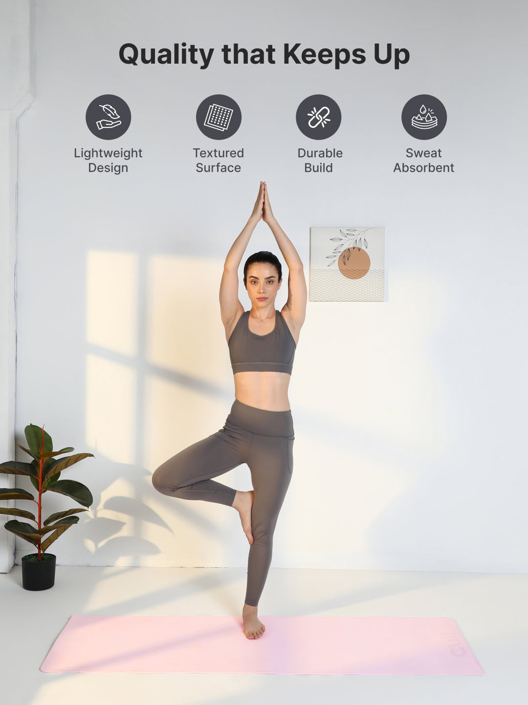 Cult Yoga Mat 4mm EVA with Carry Strap   Lightweight, Non-Slip, Cushioned & Sweat-Resistant Exercise Mat   Eco-Friendly Workout Mat for Yoga, Pilates, Meditation & Home Gym   Pink