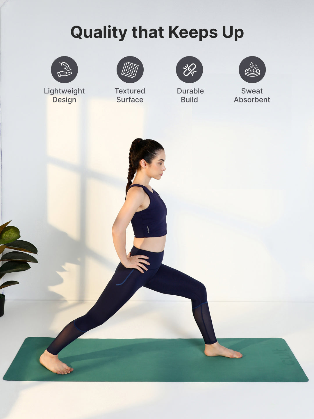 Cult Yoga Mat EVA 5mm with Carry Strap   Non-Slip, Cushioned, Sweat-Resistant, Eco-Friendly Workout Mat for Home Gym & Fitness   Sage Green