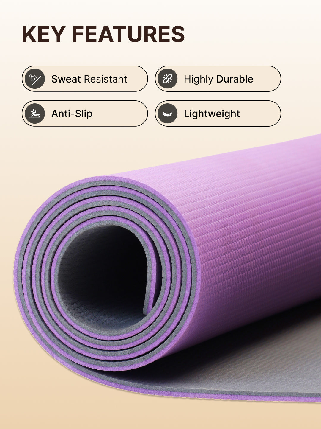 CULT EVA Yoga Mat 6mm with Carry Strap   Dual Color Lavender, Anti-Slip, Lightweight & Durable Exercise Mat for Yoga, Pilates, Meditation, Gym & Home Workouts