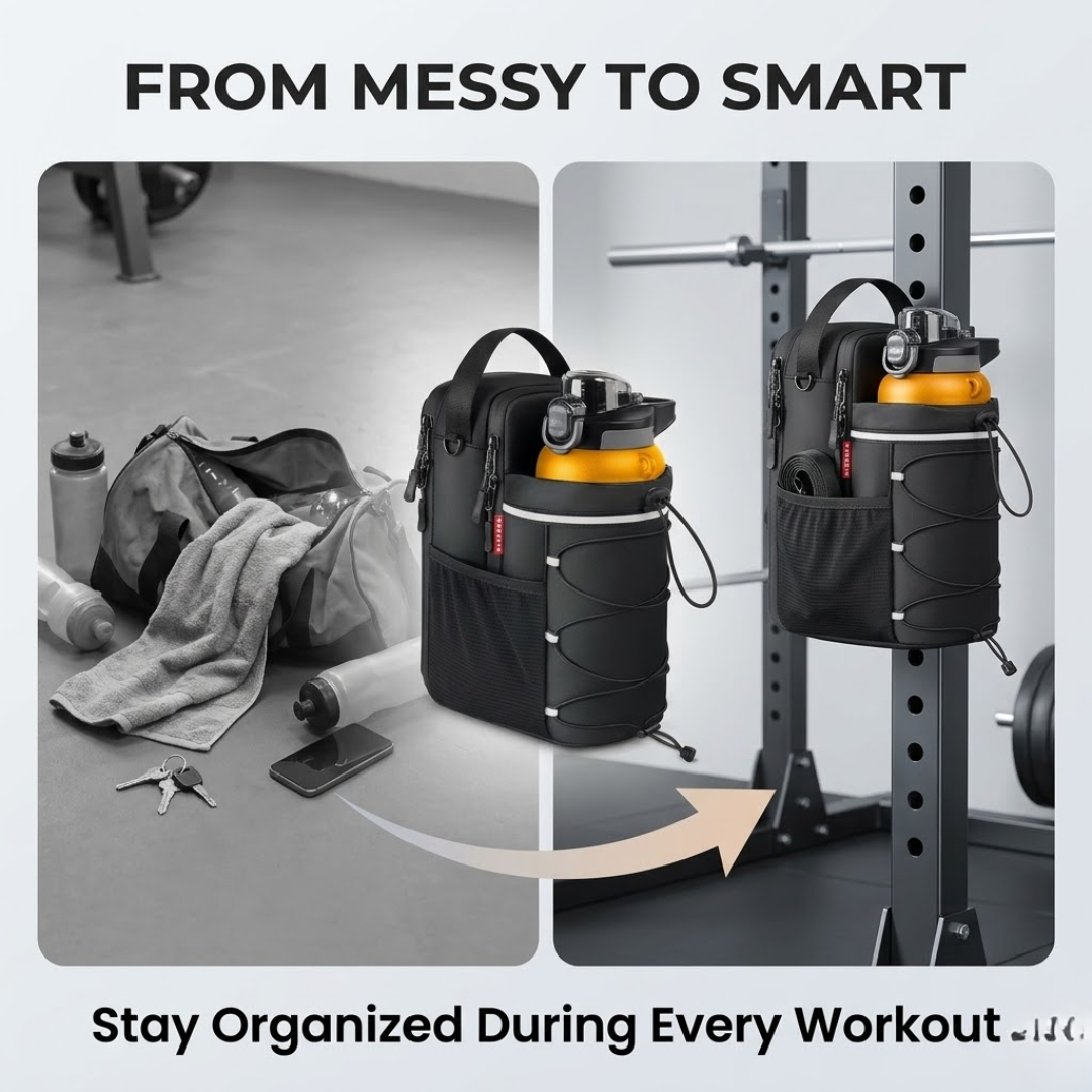 Smart Gym Organization Magnetic Storage Bag – Strong Magnetic Attachment, Multiple Storage Pockets, Water-Resistant – Keeps Gym Essentials Clean & Accessible