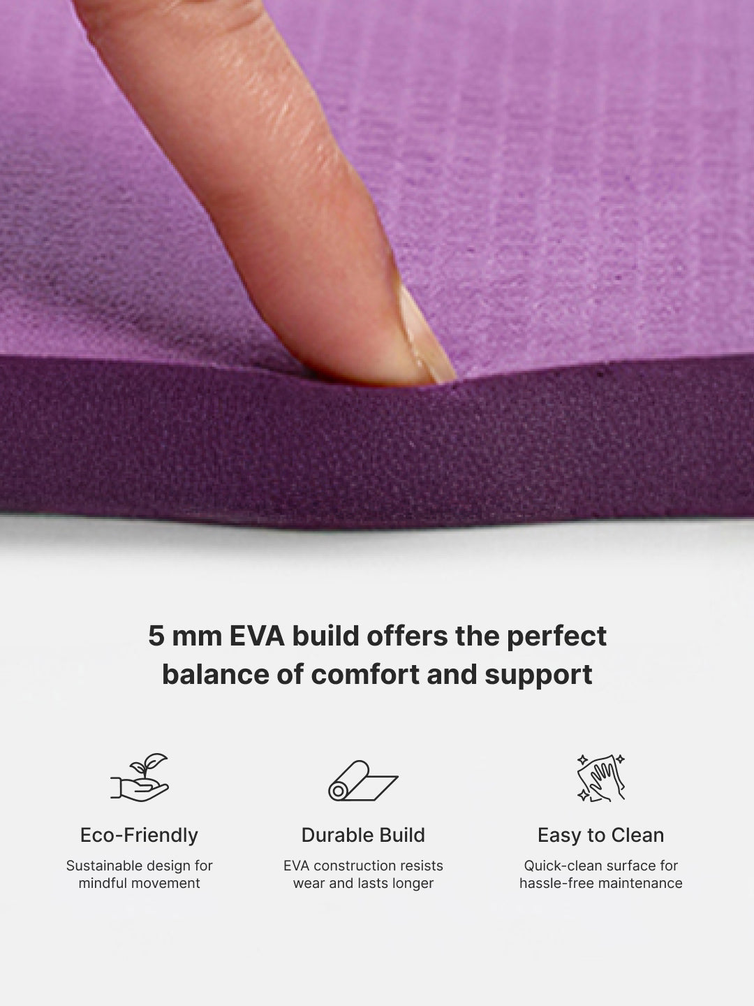 Cult Yoga Mat EVA 5mm with Carry Strap   Non-Slip, Lightweight & Cushioned Exercise Mat   Sweat-Resistant, Durable & Eco-Friendly for Yoga, Pilates, Stretching, Meditation & Home Gym   Purple