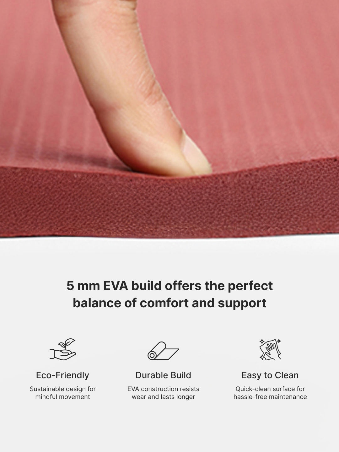 Cult Yoga Mat EVA 5mm with Carry Strap   Non-Slip, Cushioned, Sweat-Resistant, Eco-Friendly Workout Mat for Home Gym & Fitness   Brick