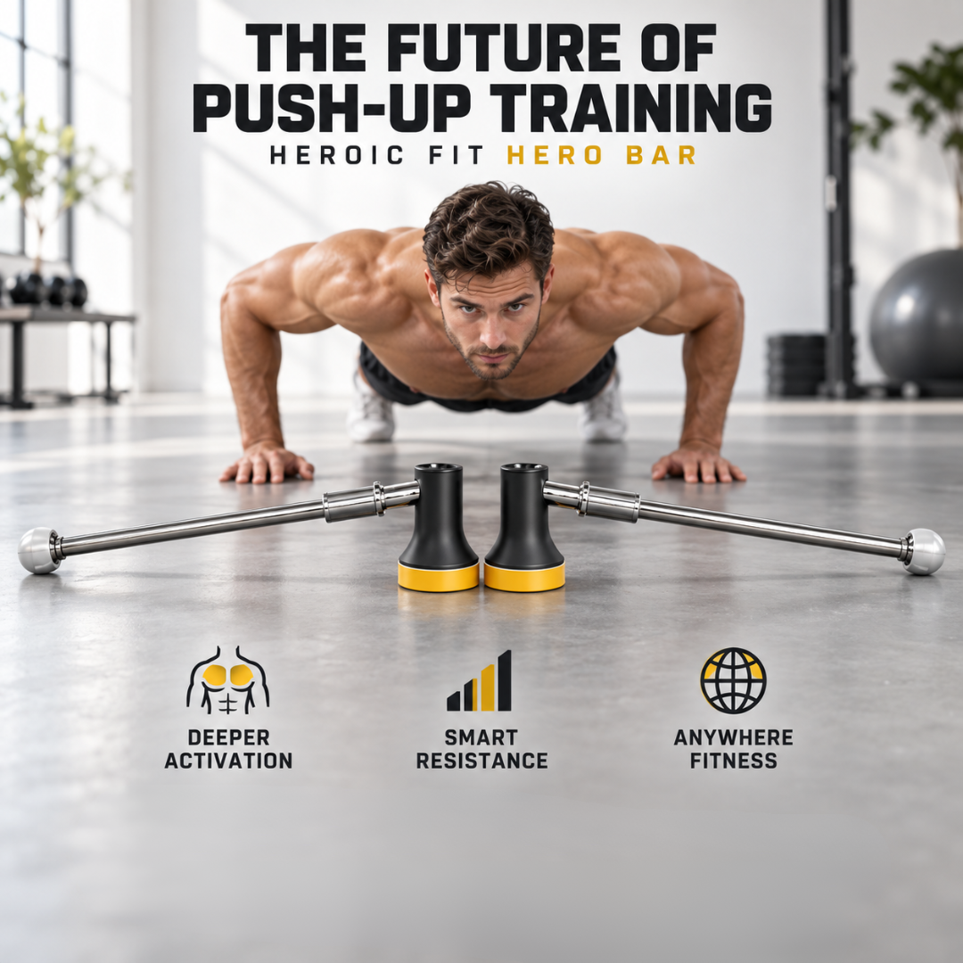 Heroic Fit Hero Bar – Sliding Push-Up Trainer – Full Body Workout, Build Strength & Core – Multiple Grip Positions, Portable Home Gym – Target Chest, Triceps, Shoulders & Core
