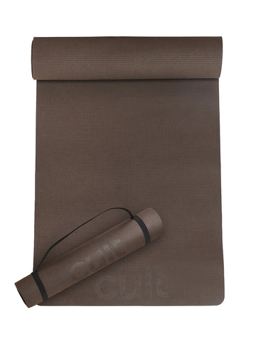 Cult Yoga Mat EVA 4mm with Carry Strap   Non-Slip, Lightweight, Cushioned & Sweat-Resistant Exercise Mat   Durable, Portable & Eco-Friendly Workout Mat for Yoga, Pilates, Home Gym & Fitness   Brown