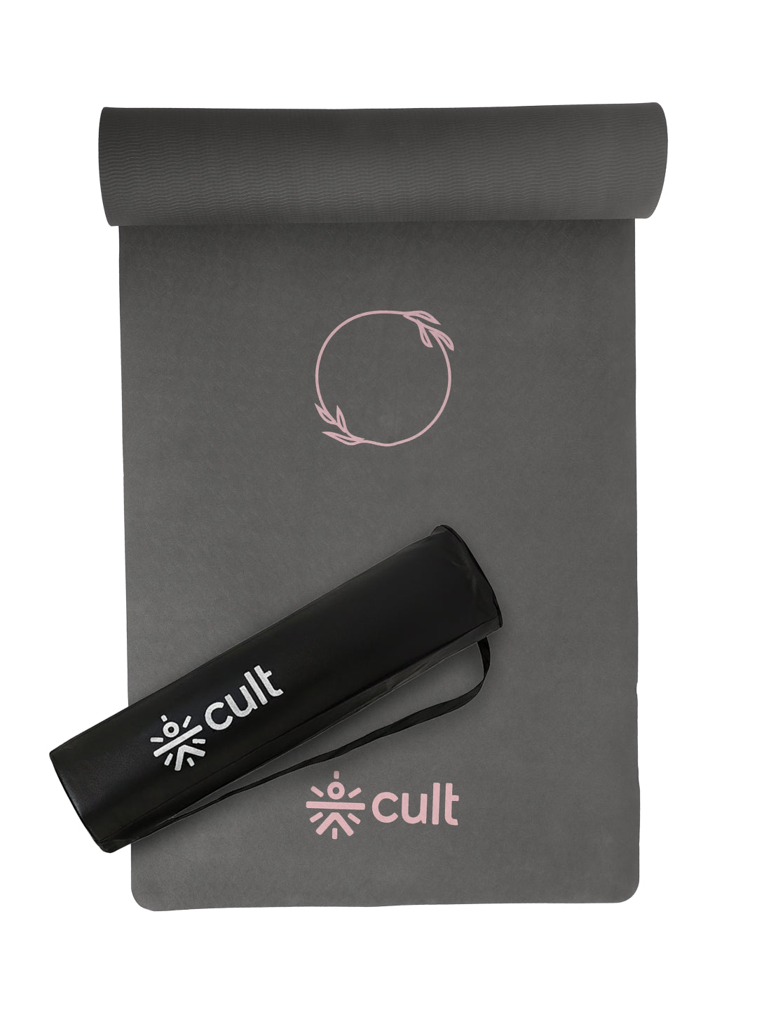 CULT Ultra Cushioned 8mm TPE Yoga & Pilates Mat   Eco-Friendly, Skin-Friendly, Anti-Skid, Tear-Resistant, Lightweight & Portable with Carry Strap and Bag  Ideal for Home, Gym & Outdoor Workouts - Dark Grey
