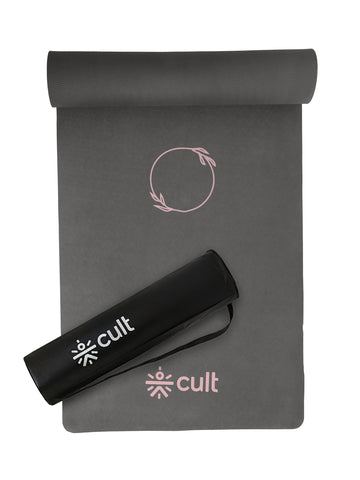 CULT Ultra Cushioned 8mm TPE Yoga & Pilates Mat   Eco-Friendly, Skin-Friendly, Anti-Skid, Tear-Resistant, Lightweight & Portable with Carry Strap and Bag  Ideal for Home, Gym & Outdoor Workouts - Dark Grey