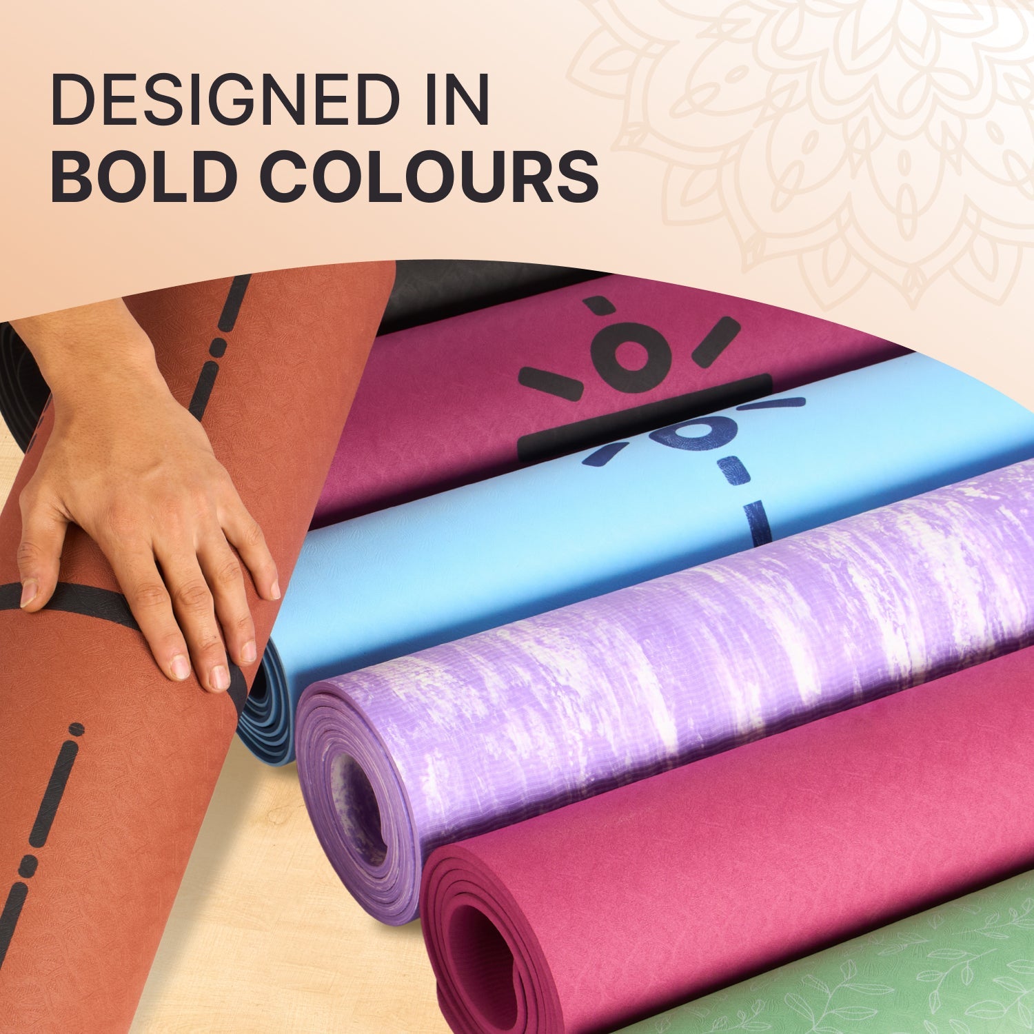 CULT Yoga Mat for Women & Men with Strap and Bag TPE Material 8mm Thickness Exercise Mat for Workout, Yoga, Fitness & Meditation Anti Tear, Anti Slip for Home & Gym Use