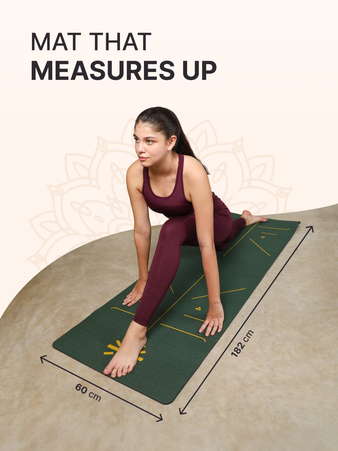 CULT Premium TPE Yoga Mat with Alignment Marks   6mm Thick Non-Slip Exercise & Pilates Mat for Men & Women, Eco-Friendly, Sweat-Resistant with Carry Strap   Green