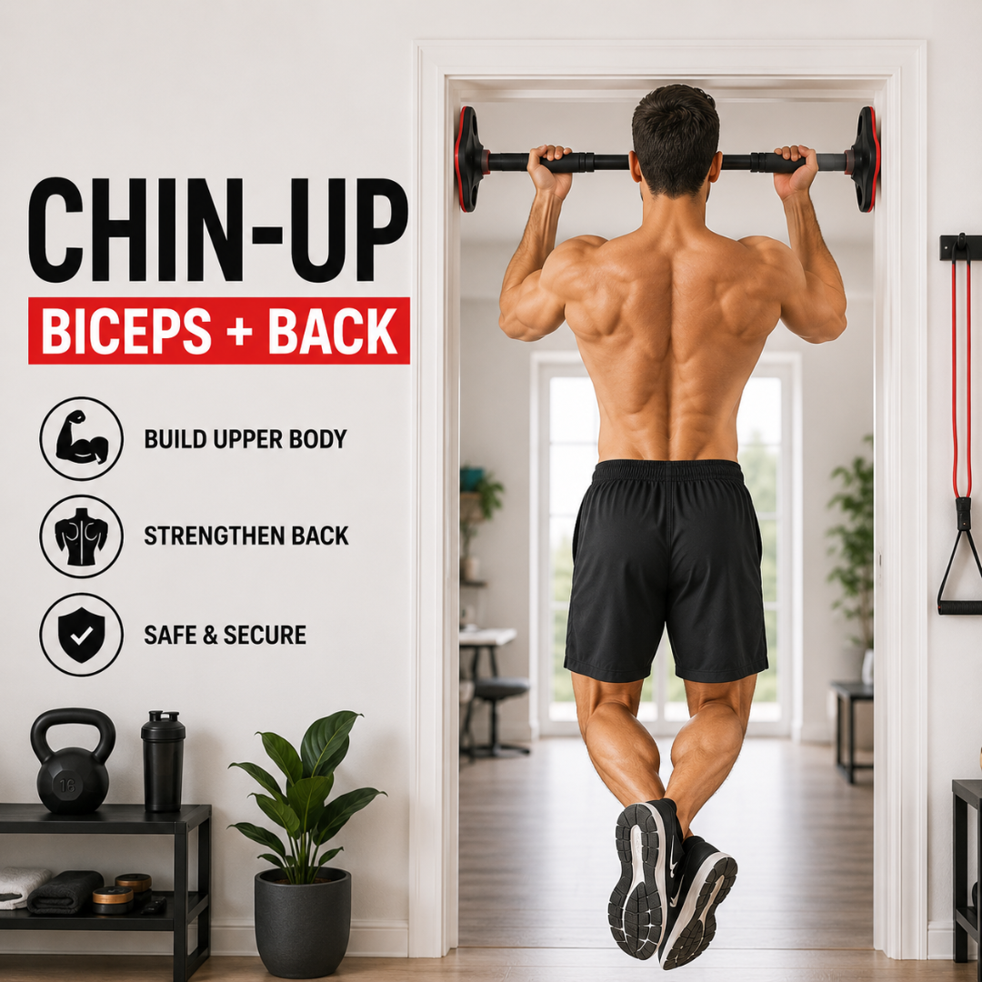 Heavy-Duty Adjustable Doorway Pull-Up Bar – Sculpt Your Upper Body from Home – Supports 150kg, No Drilling – Multi-Grip, Anti-Loosen Lock – Easy Installation – For Home & Gym – Build Muscle, Strength & Definition