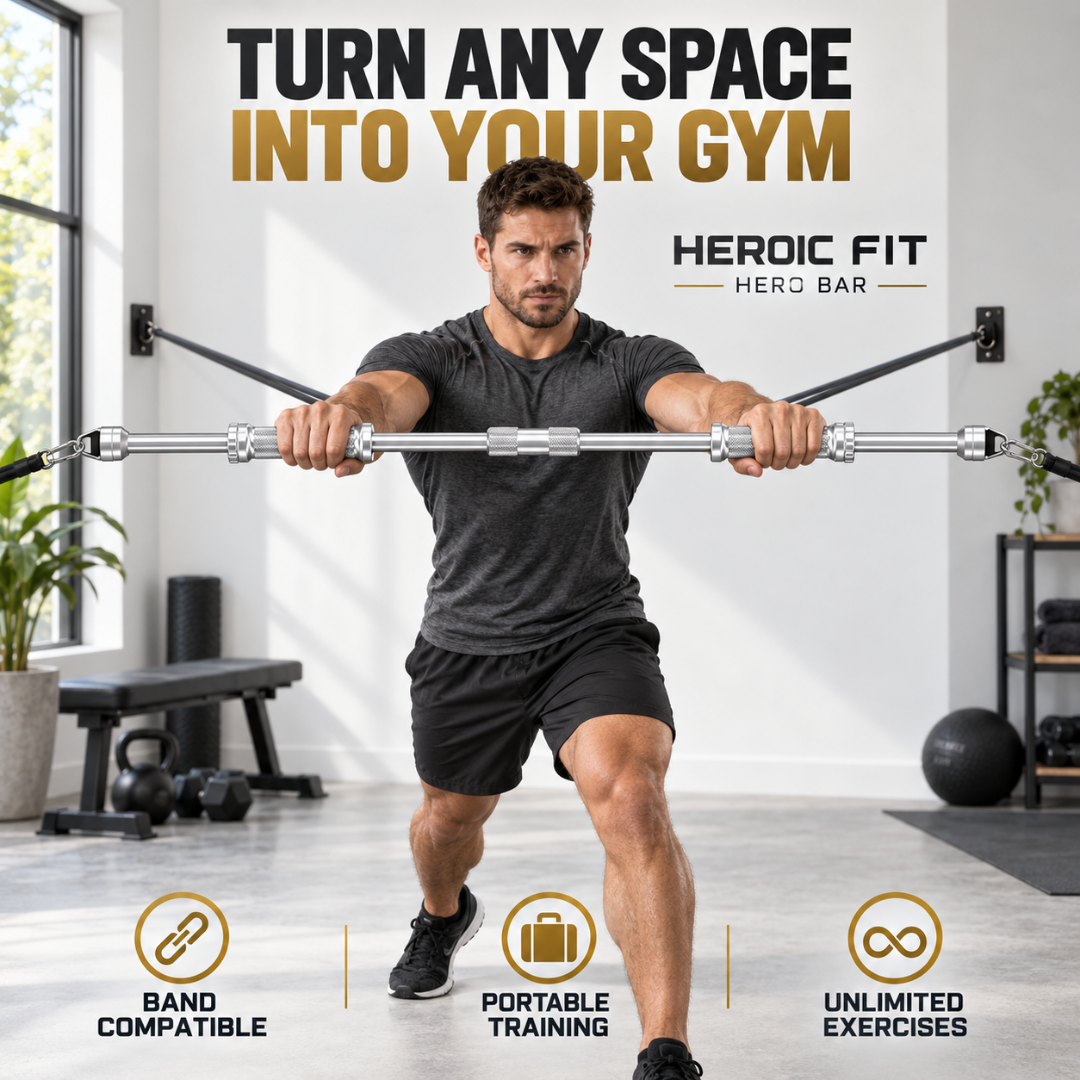 Heroic Fit Hero Bar – Sliding Push-Up Trainer – Full Body Workout, Build Strength & Core – Multiple Grip Positions, Portable Home Gym – Target Chest, Triceps, Shoulders & Core