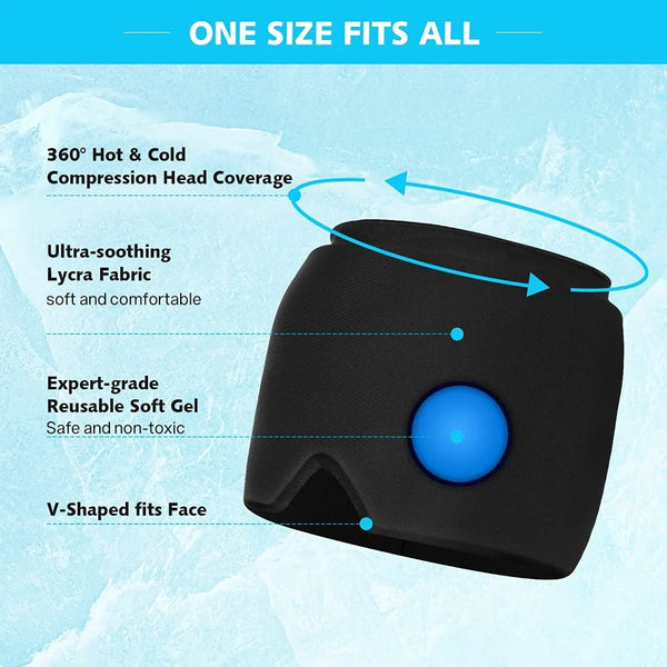 Migraine Relief Cooling Cap – Soothing Ice Pack Head Wrap for Headaches, Stress & Hangovers