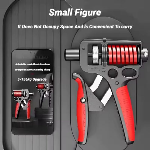 V5 Pro Adjustable Hand Gripper - 11-220 lbs Resistance with Counter & Safety Hammer