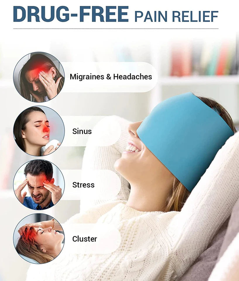 Migraine Relief Cooling Cap – Soothing Ice Pack Head Wrap for Headaches, Stress & Hangovers