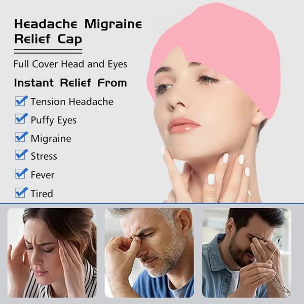Migraine Relief Cooling Cap – Soothing Ice Pack Head Wrap for Headaches, Stress & Hangovers