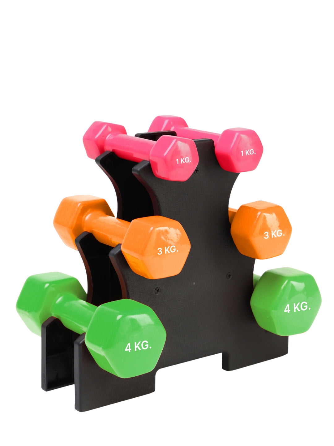 Cult Vinyl Dumbbells Combo for Home Gym Exercise (1kg + 3kg + 4kg Set) 16kg | Dumbbells with Rack